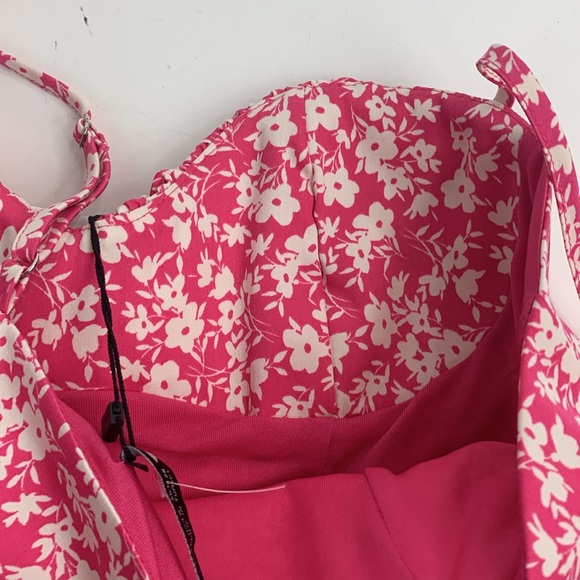 Zara Pink Floral Body Suit Tank Top Style Size Small Adjustable Zip up New NWT - Picture 13 of 16